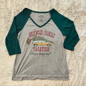 Griswold Family Vacation Raglan Tee - Green and Gray